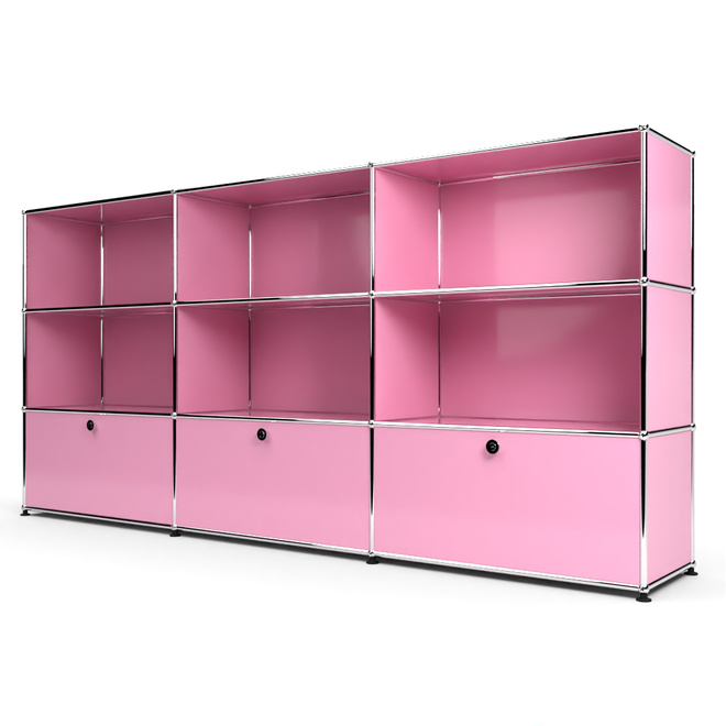 Highboard 3x3 mit 3 Klapptren unten, Rosa