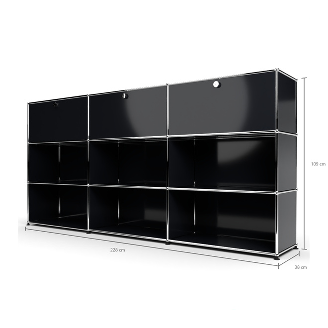 Highboard 3x3 mit 3 Klapptren oben