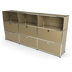 Highboard 3x3 mit 6 Klapptren mitte und unten, Beige