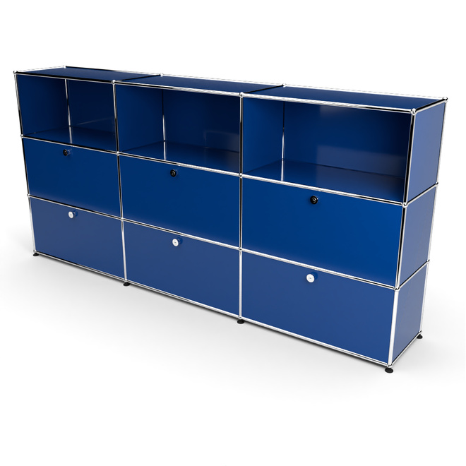 Highboard 3x3 mit 6 Klapptren mitte und unten, Enzianblau