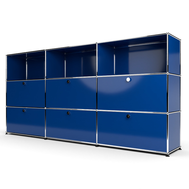 Highboard 3x3 mit 6 Klapptren mitte und unten, Enzianblau