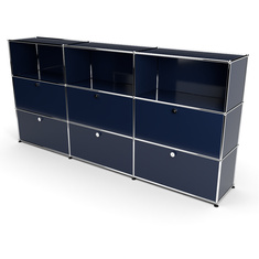 Highboard 3x3 mit 6 Klapptren mitte und unten, Stahlblau