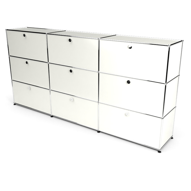 Highboard 3x3 mit 9 Klapptren, Weiss