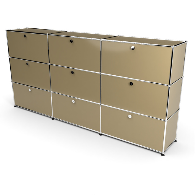 Highboard 3x3 mit 9 Klapptren, Beige