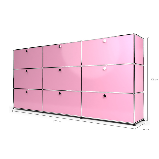 Highboard 3x3 mit 9 Klapptren, Rosa