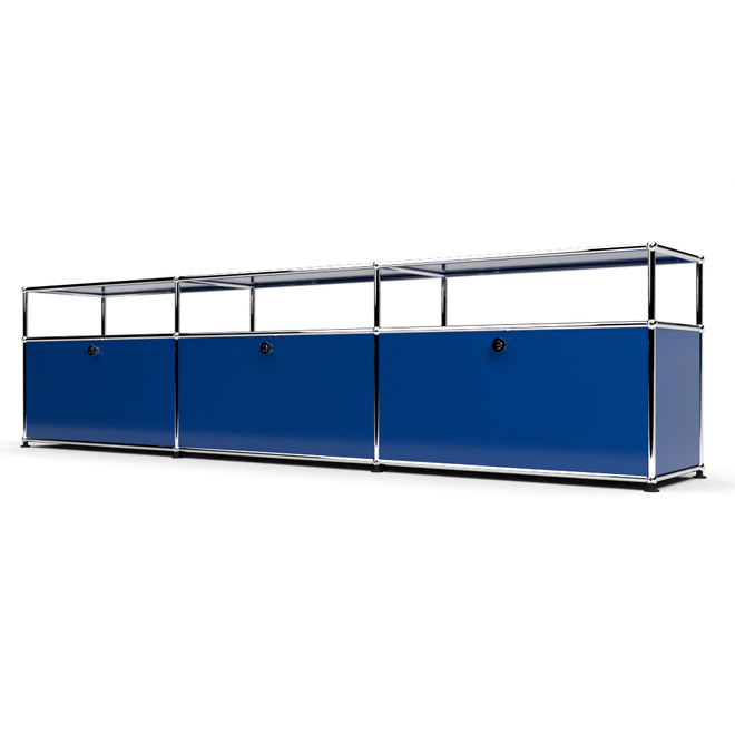 TV-Board 1x3 mit 3 Klapptren, mit Ablage, Enzianblau