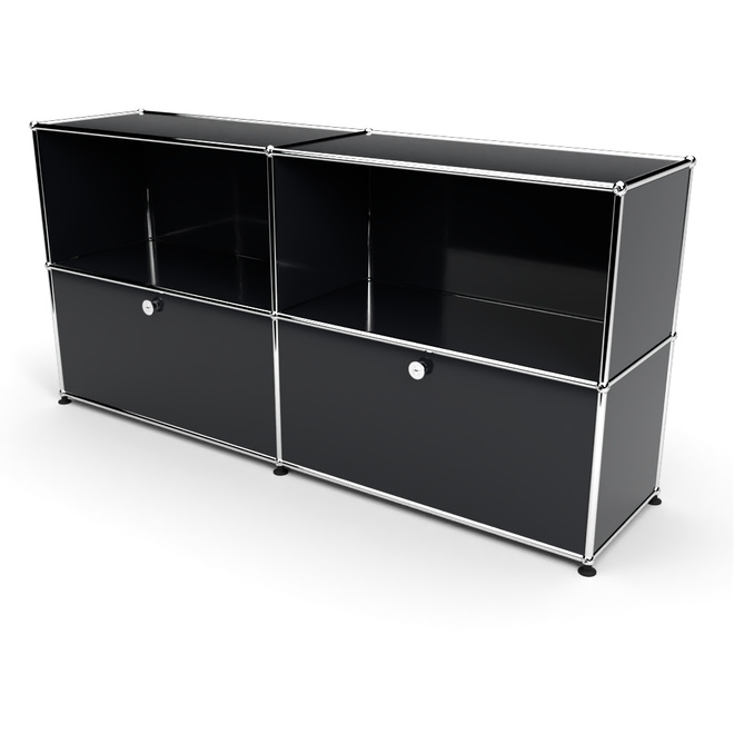 Sideboard 2x2 mit 2 Klapptren, Graphitschwarz