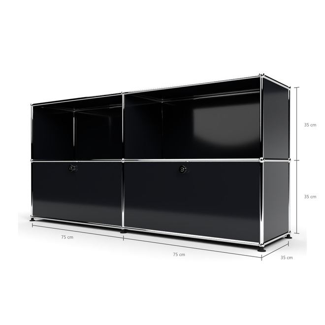 Sideboard 2x2 mit 2 Klapptren, Graphitschwarz