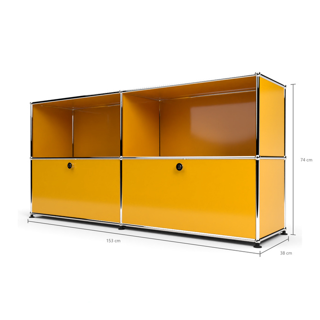 Sideboard 2x2 mit 2 Klapptren, Goldgelb