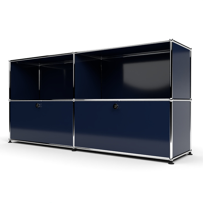 Sideboard 2x2 mit 2 Klapptren, Stahlblau