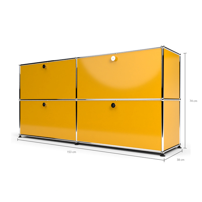 Sideboard 2x2 mit 4 Klapptren, Goldgelb