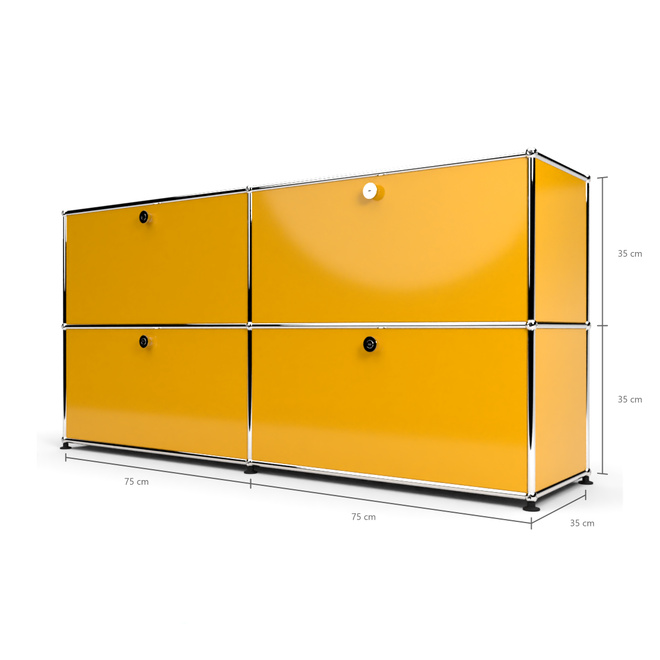 Sideboard 2x2 mit 4 Klapptren, Goldgelb