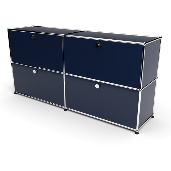 Sideboard 2x2 mit 4 Klapptren, Stahlblau