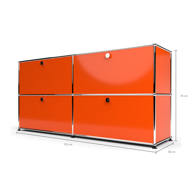 Sideboard 2x2 mit 4 Klapptren, Orange