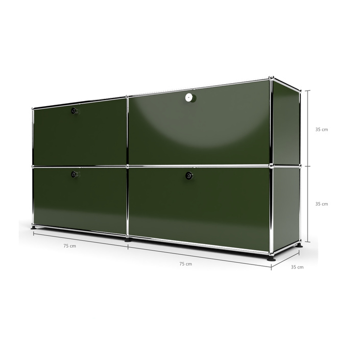 Sideboard 2x2 mit 4 Klapptren, Olivgrn