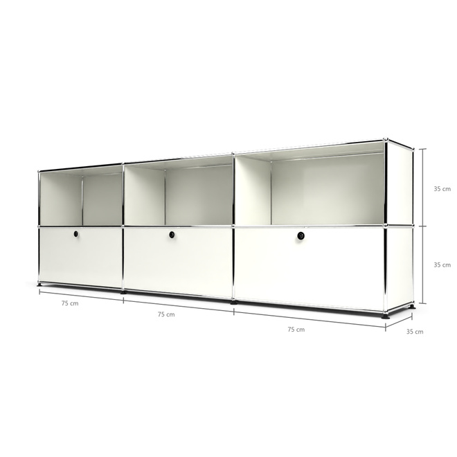 Sideboard 2x3 mit 3 Klapptren, Weiss