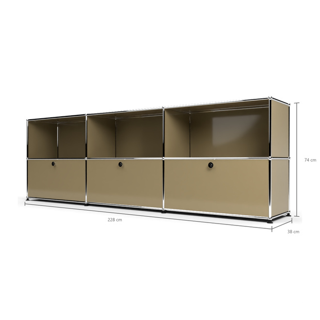 Sideboard 2x3 mit 3 Klapptren, Beige