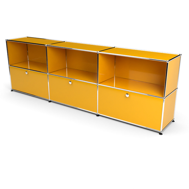 Sideboard 2x3 mit 3 Klapptren, Goldgelb