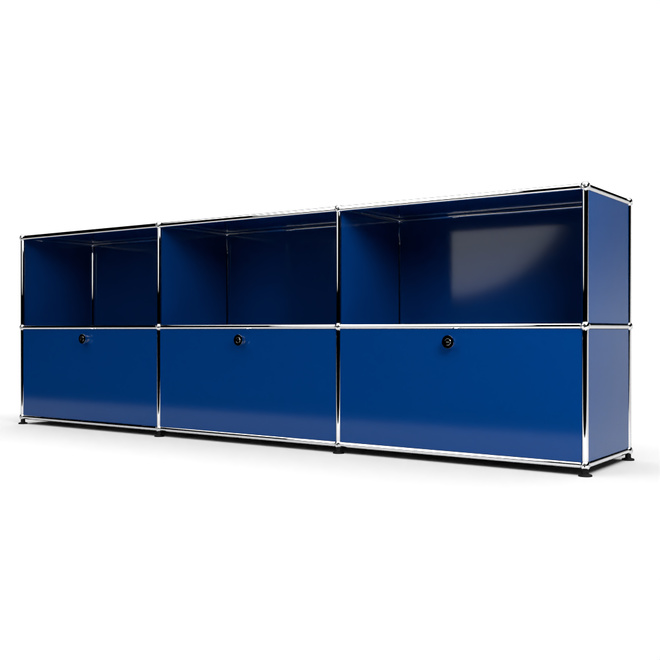 Sideboard 2x3 mit 3 Klapptren, Enzianblau