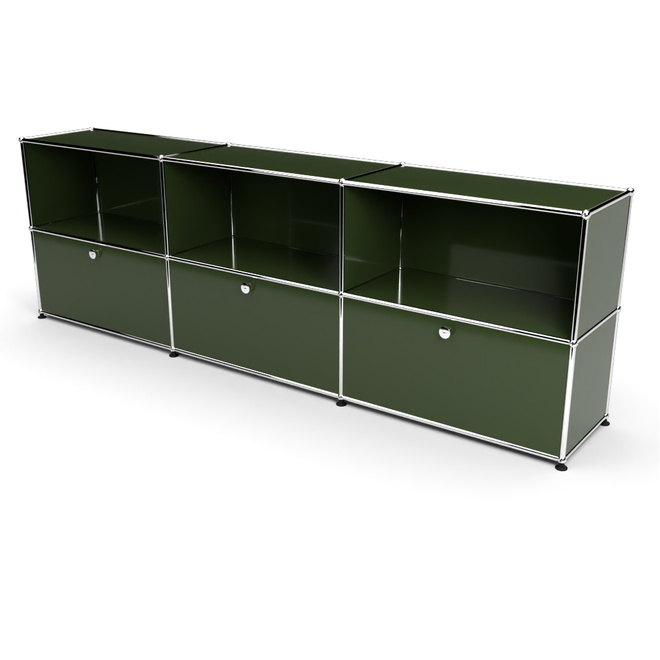 Sideboard 2x3 mit 3 Klapptren, Olivgrn