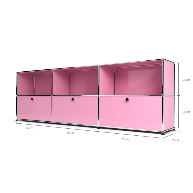 Sideboard 2x3 mit 3 Klapptren, Rosa