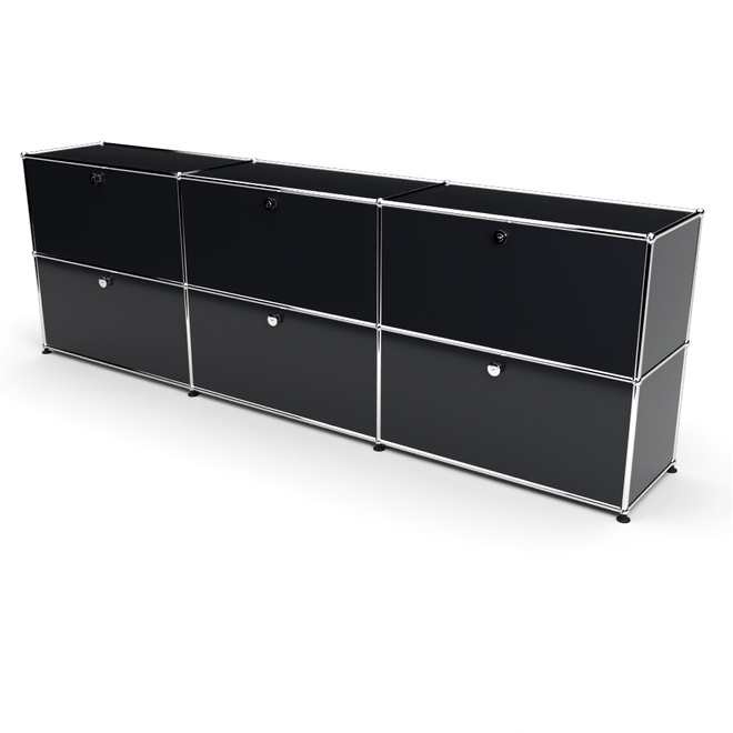 Sideboard 2x3 mit 6 Klapptren, Graphitschwarz