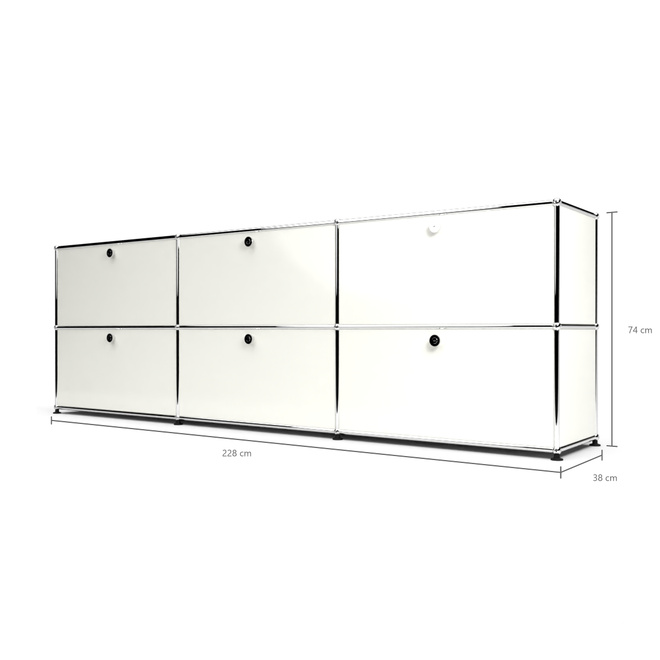 Sideboard 2x3 mit 6 Klapptren, Weiss