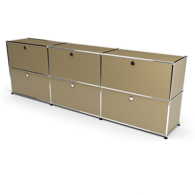 Sideboard 2x3 mit 6 Klapptren, Beige