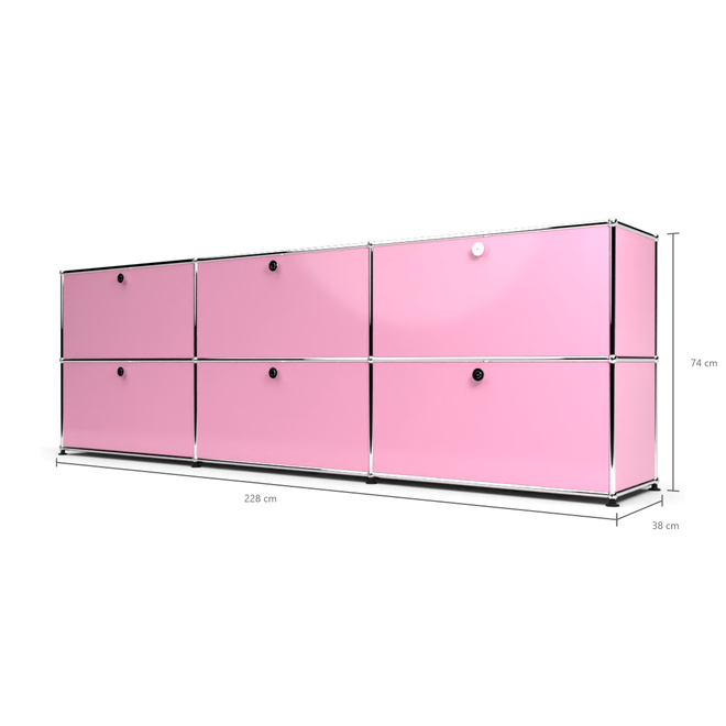 Sideboard 2x3 mit 6 Klapptren, Rosa