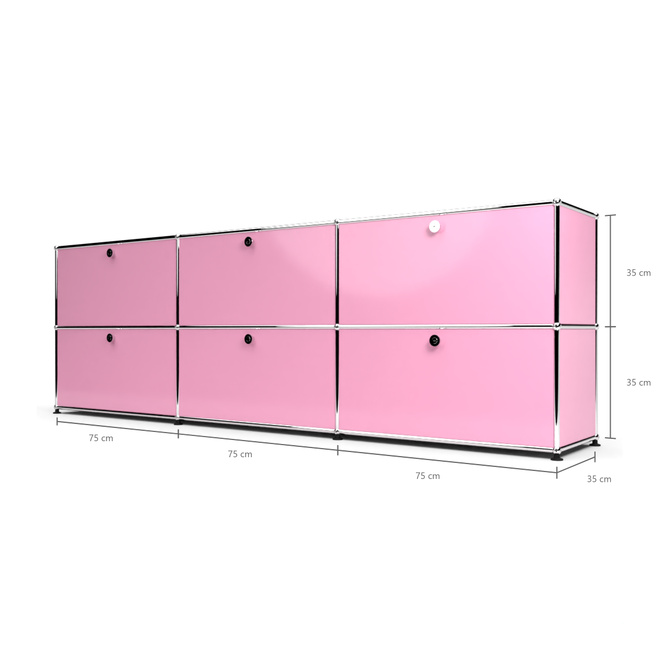 Sideboard 2x3 mit 6 Klapptren, Rosa