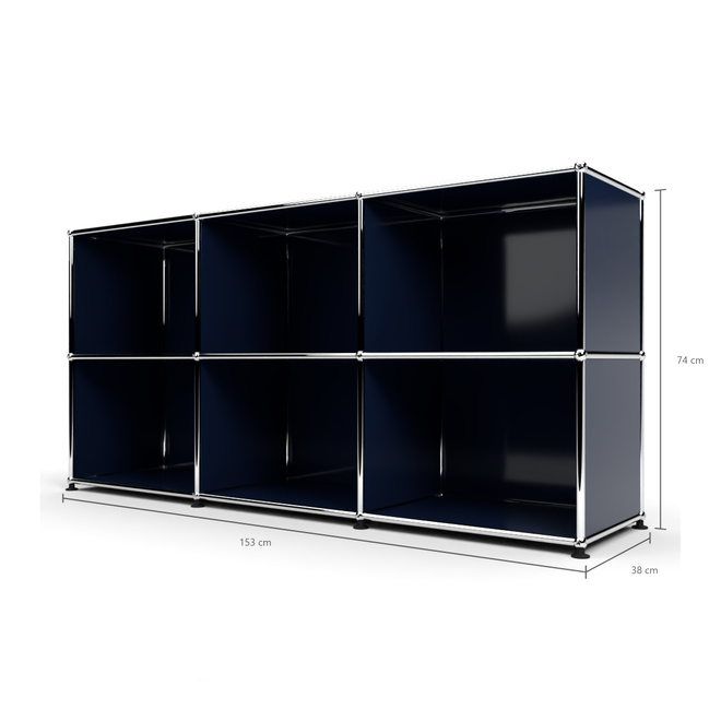 Sideboard 50 2x3 offen, Stahlblau