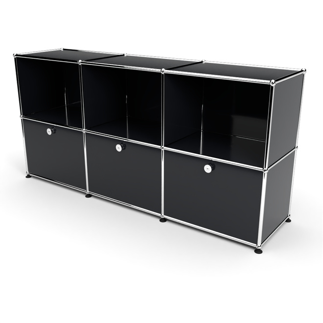 Sideboard 50 2x3 mit 3 Klapptren, Graphitschwarz