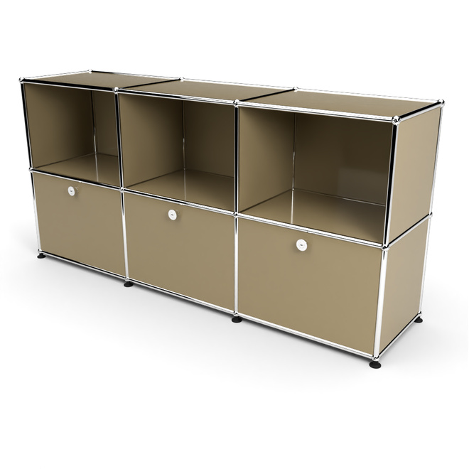 Sideboard 50 2x3 mit 3 Klapptren, Beige