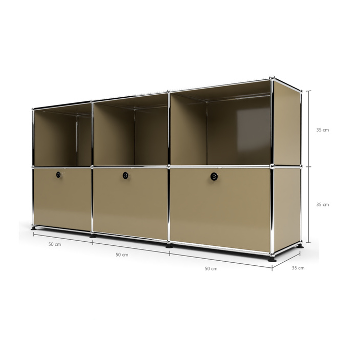 Sideboard 50 2x3 mit 3 Klapptren, Beige