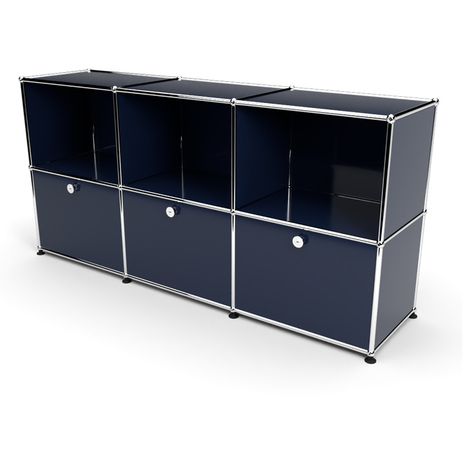 Sideboard 50 2x3 mit 3 Klapptren, Stahlblau