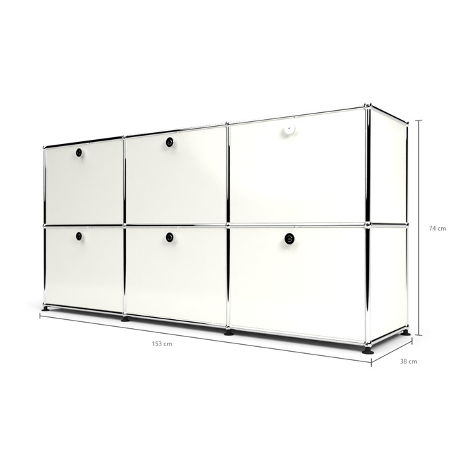 Sideboard 50 2x3 mit 6 Klapptren, Weiss