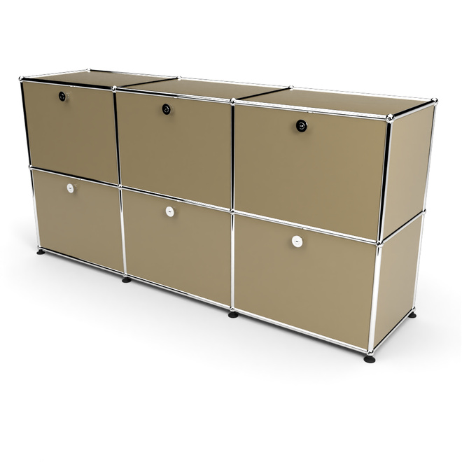 Sideboard 50 2x3 mit 6 Klapptren, Beige