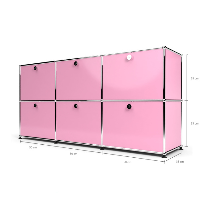 Sideboard 50 2x3 mit 6 Klapptren, Rosa