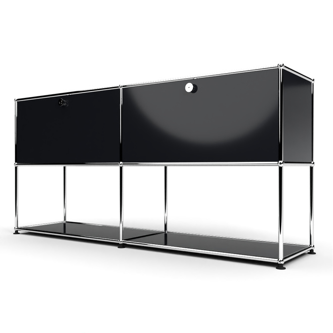 Sideboard 2x2 mit 2 Klapptren, unten offen, Graphitschwarz