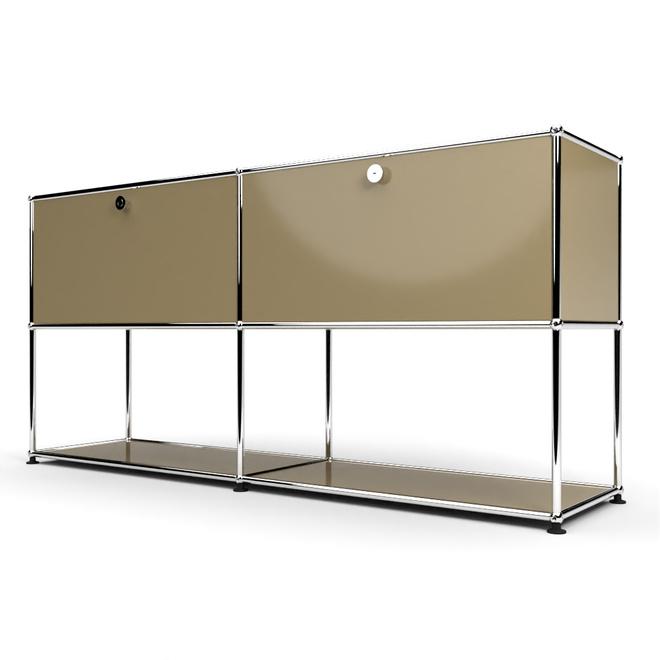 Sideboard 2x2 mit 2 Klapptren, unten offen, Beige