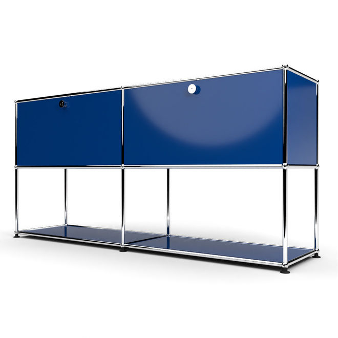 Sideboard 2x2 mit 2 Klapptren, unten offen, Enzianblau