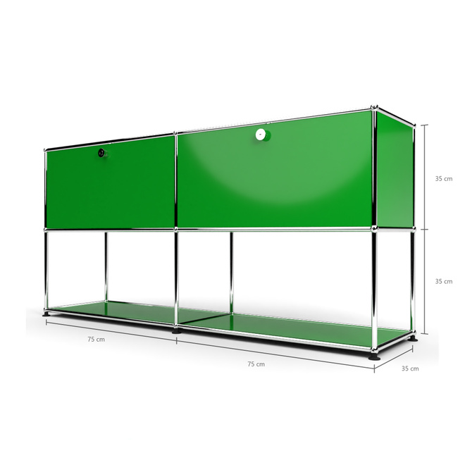 Sideboard 2x2 mit 2 Klapptren, unten offen, Grn