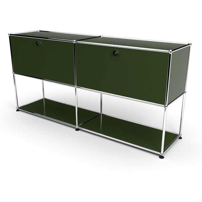 Sideboard 2x2 mit 2 Klapptren, unten offen, Olivgrn