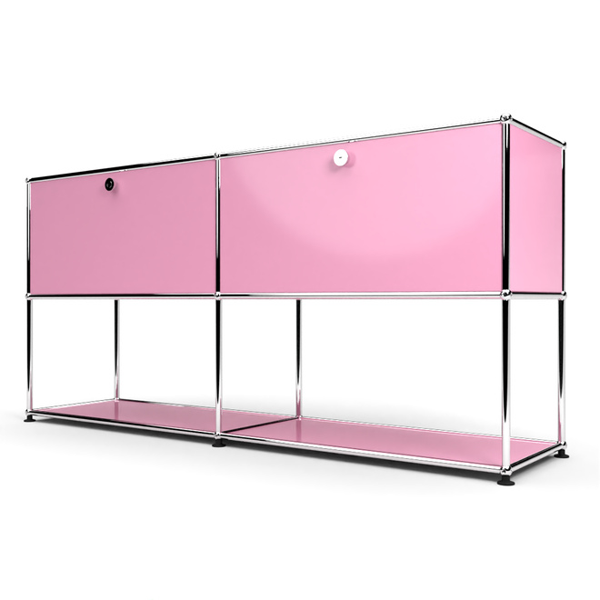 Sideboard 2x2 mit 2 Klapptren, unten offen, Rosa