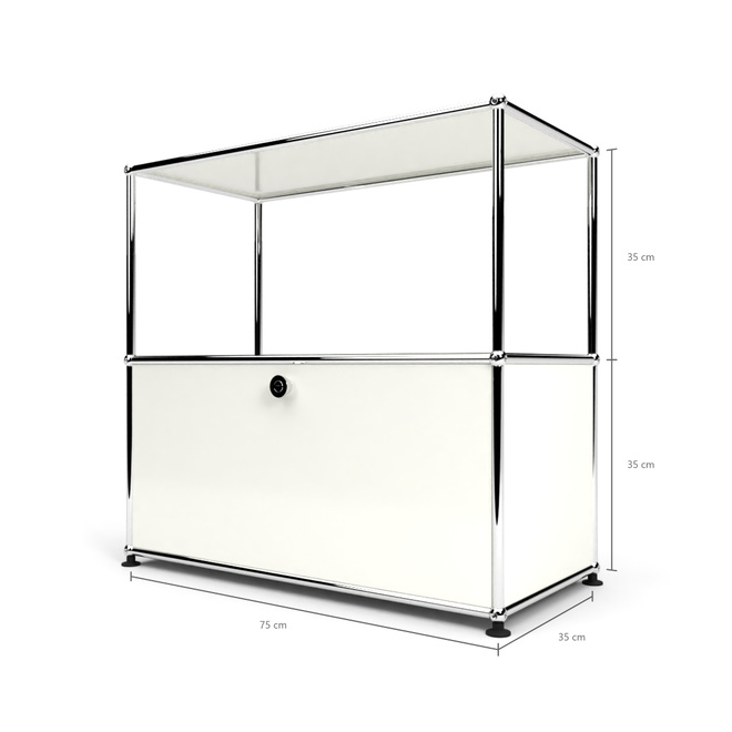 Sideboard 2x1 mit 1 Tr oben offen, Weiss