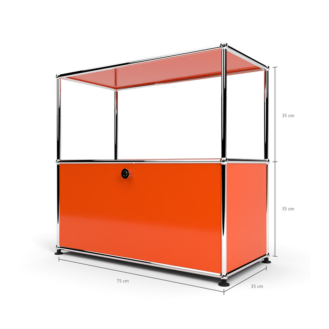 Sideboard 2x1 mit 1 Tr oben offen, Orange