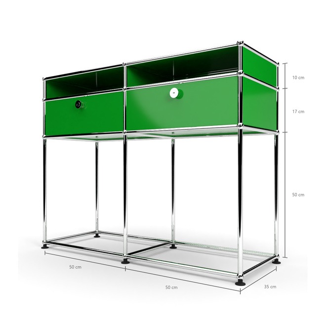 Konsolentisch 2x2 mit 2 Klapptren und schmalem Fach, Grn