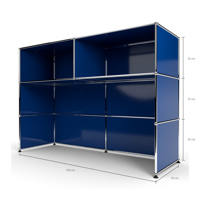 Theke 3x2 Tiefe 53 cm, Enzianblau