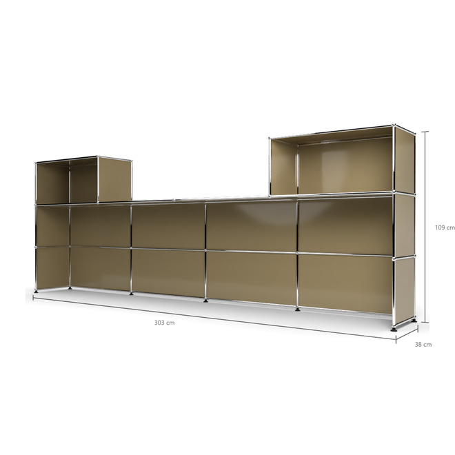 Theke 3x4, mit Lcke, Tiefe 38 cm, Beige