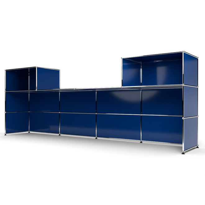 Theke 3x4, mit Lcke, Tiefe 53 cm, Enzianblau